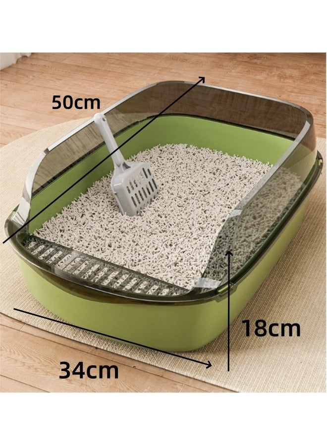 Generic Oversized Semi-Closed Cat Litter Box with High Fence Kitten Toilet,Splash-Proof Detachable Potty Tray Toilet with Plastic Scoop & Deodorizing Bag, Easy to Clean, Suitable for All Kinds of Litter  - Image 2
