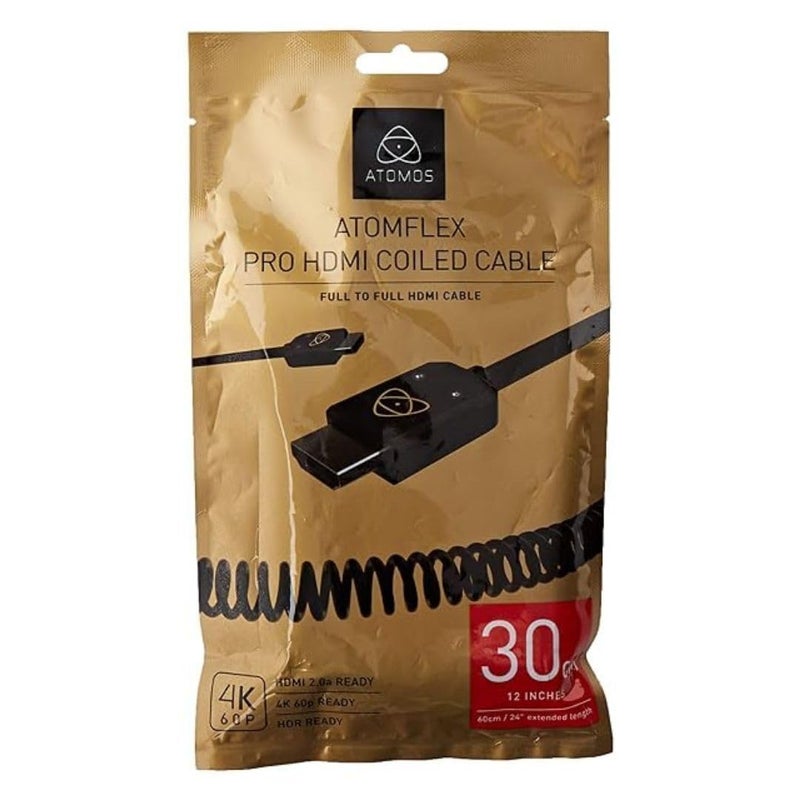 Atomos ATOM4K60C5 ATOMFLEX PRO HDMI 2.0 30cm Coiled Cable (Full To Full) - Image 4