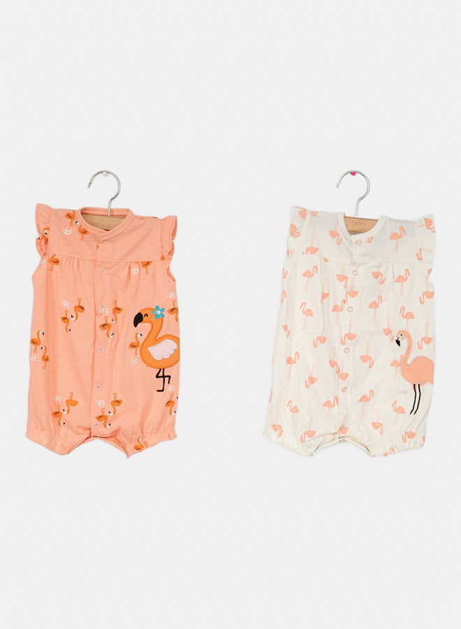 JOCKEY Baby Girl Flamingo Printed Summer Cotton Romper