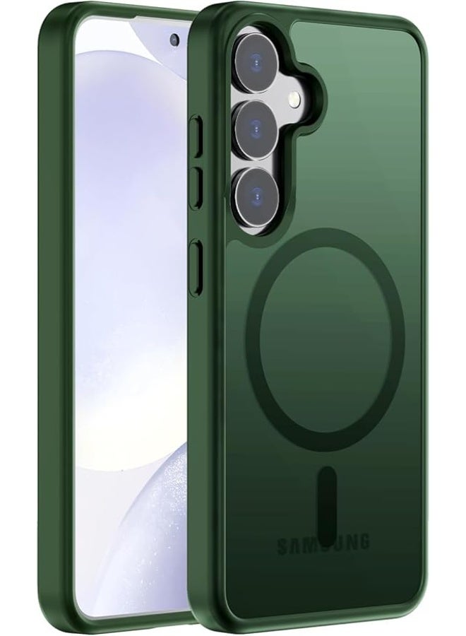 Designed for Magnetic Samsung Galaxy A55 Case,[Compatible with MagSafe] [Military Grade Drop Protection] Slim Translucent Matte Shockproof with Anti-Fingerprint Phone Case (Green) - Image 1