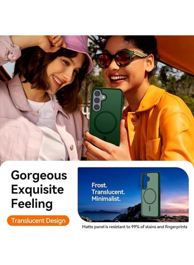 Designed for Magnetic Samsung Galaxy A55 Case,[Compatible with MagSafe] [Military Grade Drop Protection] Slim Translucent Matte Shockproof with Anti-Fingerprint Phone Case (Green) - Image 3