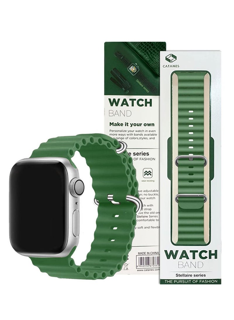 CATANES Apple Watch Ocean Band 41mm 40mm 38mm Soft Silicone Loop Strap for iWatch Series 8/7/SE/6/5/4/3/2/1 Green  - Image 5