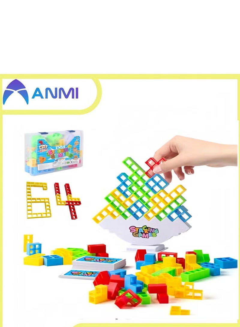 Anmi 64PCS Board Games for Kids , Stacking Board Games for Family Night, Family Board Games Kids Building Balance Block Toy