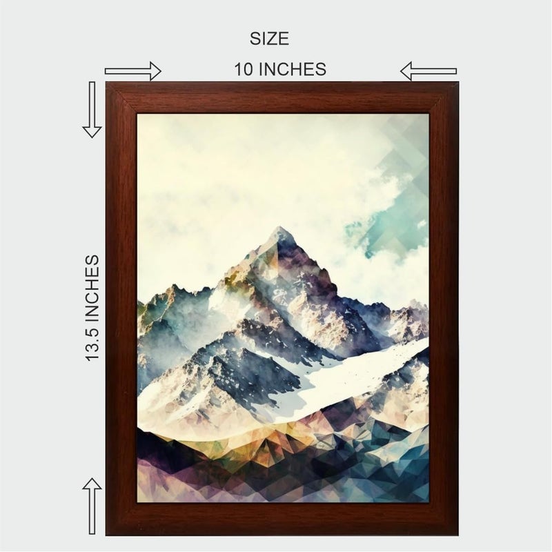 Generic Mountain Painting Digital Reprint Trendy Fancy Room Home Office Wall Decoration With Brown Frame (10Inches X 13.5Inches) - Image 2