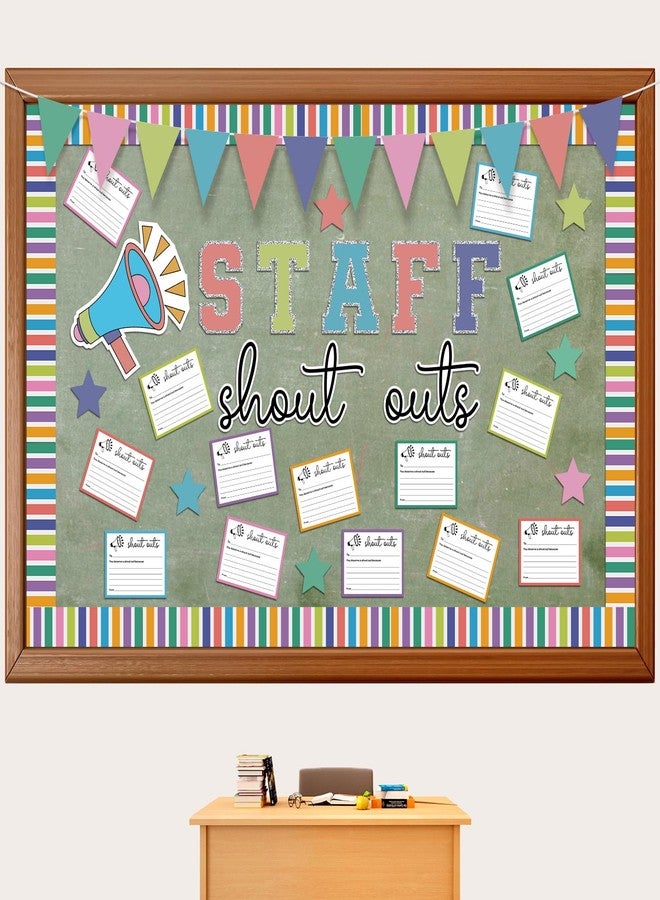 Mooliwe Staff Shout Out Bulletin Board Decoration Colorful Staff Shout Outs Bulletin Board Set with 21 Appreciation and Recognition Cutouts for School Classroom Office Appreciation Wall Door Decor Supplies - Image 1