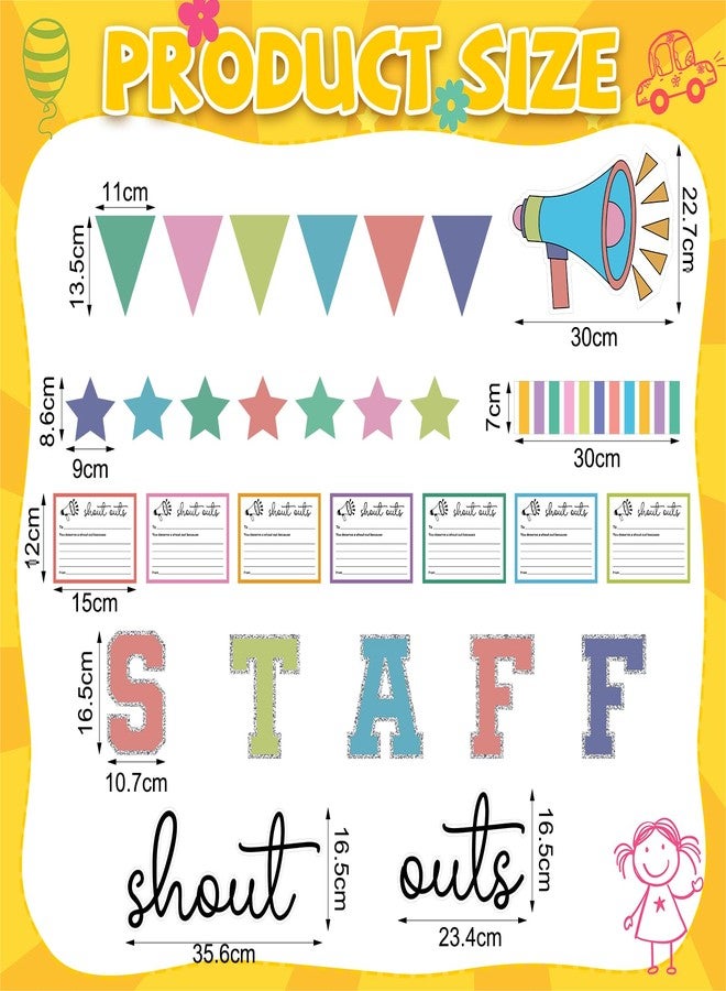 Mooliwe Staff Shout Out Bulletin Board Decoration Colorful Staff Shout Outs Bulletin Board Set with 21 Appreciation and Recognition Cutouts for School Classroom Office Appreciation Wall Door Decor Supplies - Image 2