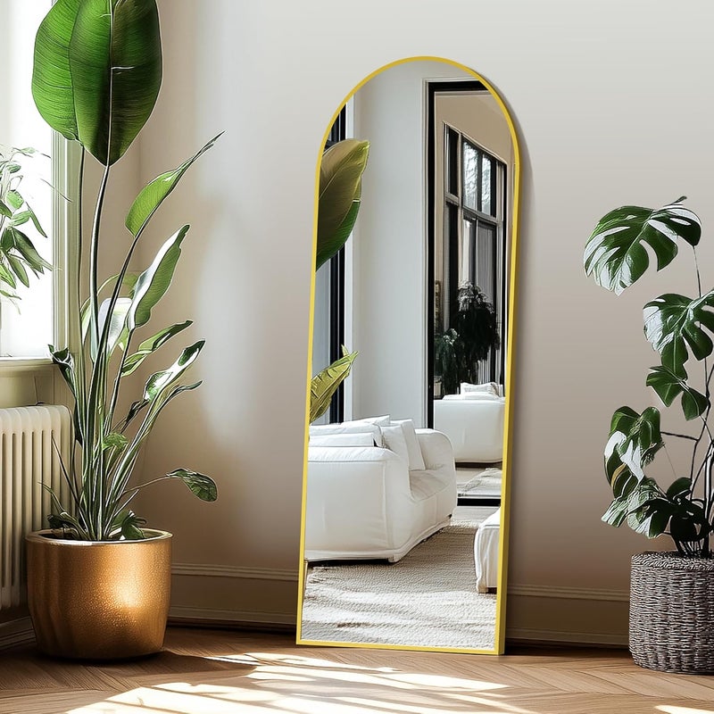 Delma Full Length Mirror, Large Floor Mirror for Wall, Bedroom, Bathroom, Living Room with Aluminium Frame (Stand, Arch 56x15-Gold) - Image 3