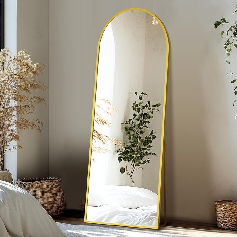 Delma Full Length Mirror, Large Floor Mirror for Wall, Bedroom, Bathroom, Living Room with Aluminium Frame (Stand, Arch 56x15-Gold) - Image 4