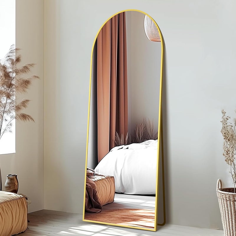 Delma Full Length Mirror, Large Floor Mirror for Wall, Bedroom, Bathroom, Living Room with Aluminium Frame (Stand, Arch 56x15-Gold) - Image 2