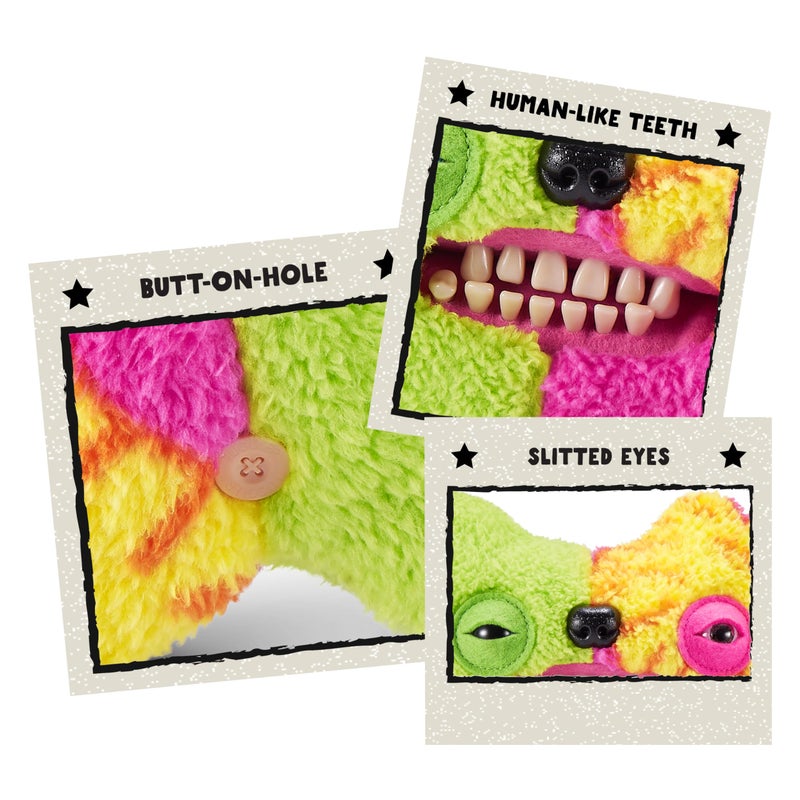 Fuggler Misfit Monsters Series 1 9" by ZURU Funny Ugly Monster Plush Toy (Munch Tooth - Green & MultiBoth Teddy Fleece) - Image 3