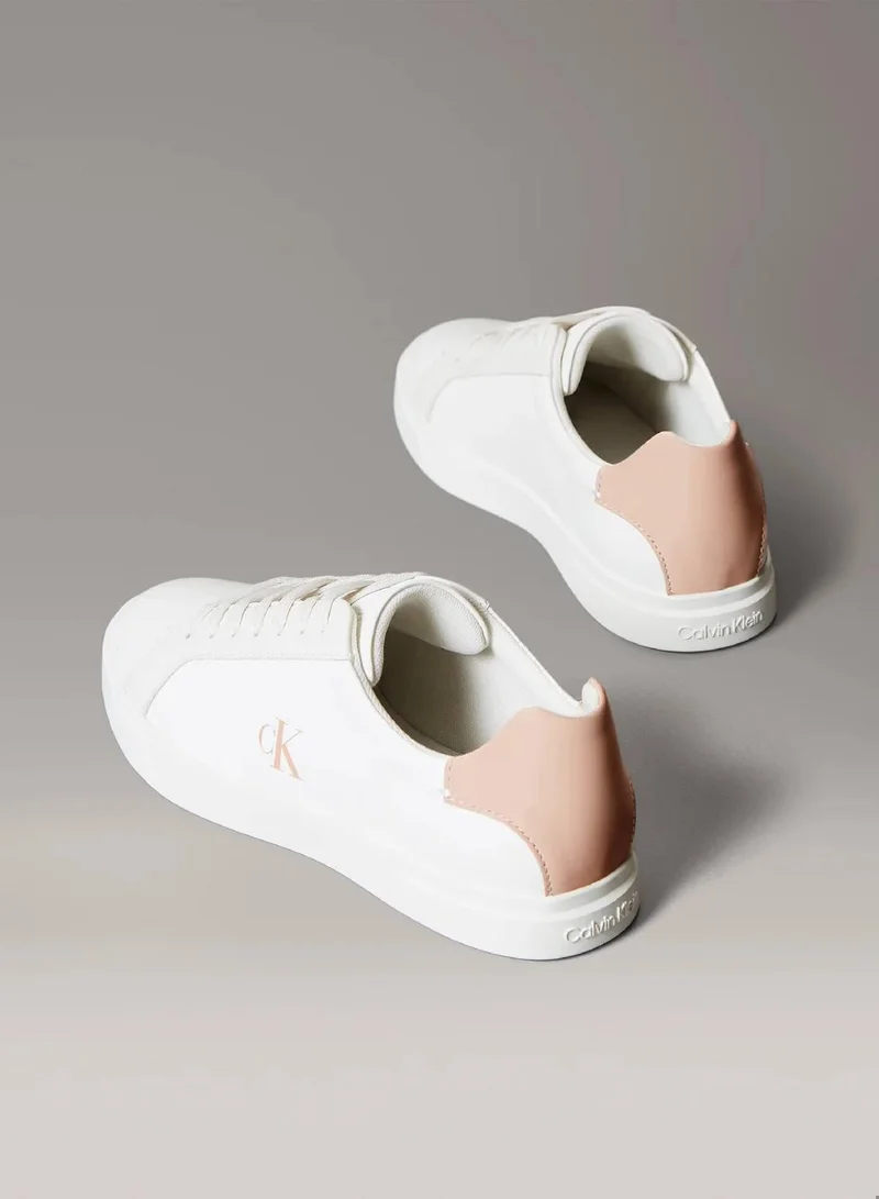 Calvin Klein Lily White/Tuscany Leather Signature Logo Trainers for Women | Best Price UAE