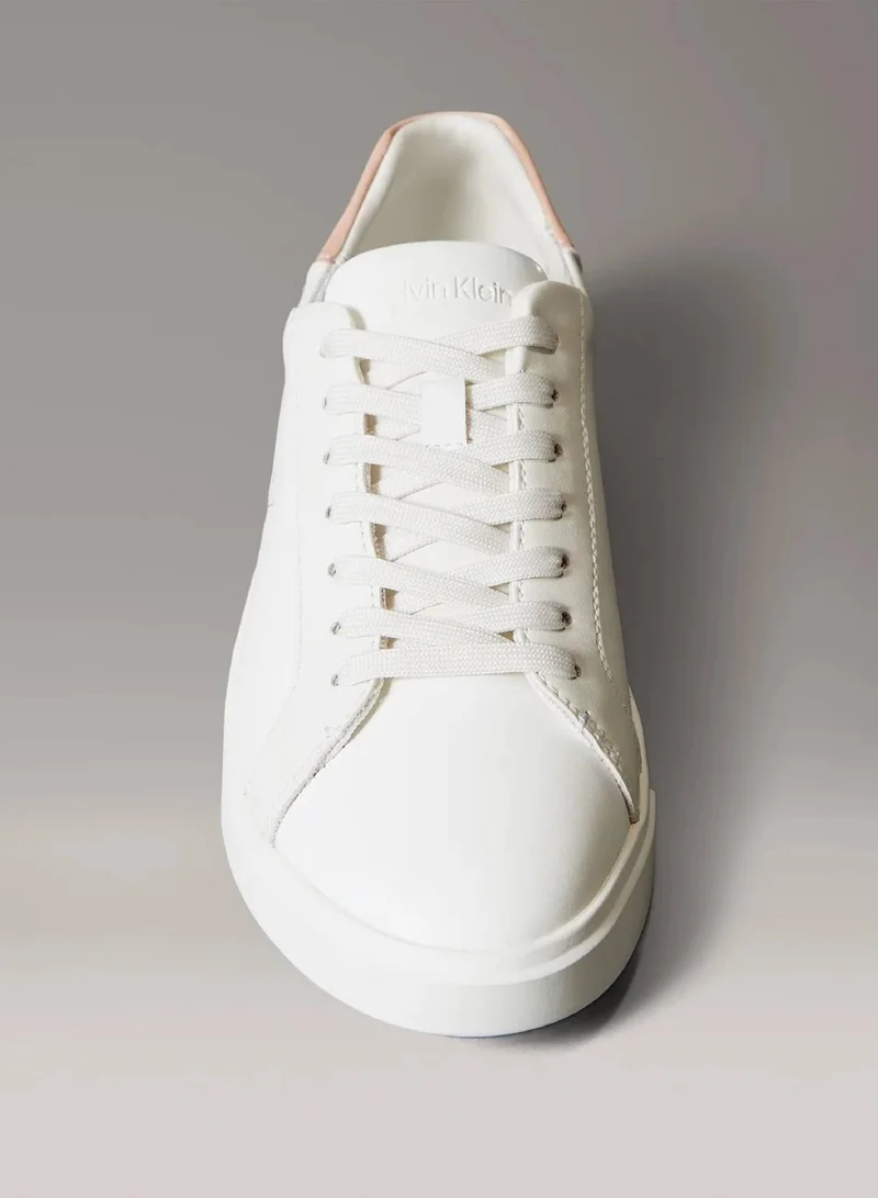 Calvin Klein Lily White/Tuscany Leather Signature Logo Trainers for Women | Best Price UAE