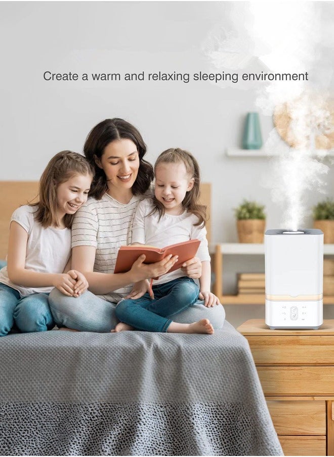 Joshberg - Humidifier for Bedroom, 5L Single Room Humidifier Ultrasonic Large Capacity, Mist Level Control, Cool Mist Humidifier, Quiet Sleep Mode, Large Room Humidifiers with Timer and Night Light, Lower Noise,White - Image 1