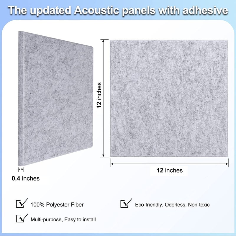 Dmsky 18 Pack Gray Acoustic Panels 12"X12"X 0.4" Soundproof Wall Panels Wall Decoration Sound Absorbing Panel High-Density Sound Deadening Panels Acoustic Treatment Panel For Home Studio - Image 4