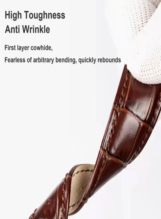PCUORLEORS Genuine Leather Watch Strap, Bamboo Link Leather Replacement Band, Quick Removal Crocodile Skin Strap, 20mm 22mm 24mm 26mm Genuine Men's and Women's Watch bands (Browm, 24MM) - Image 4