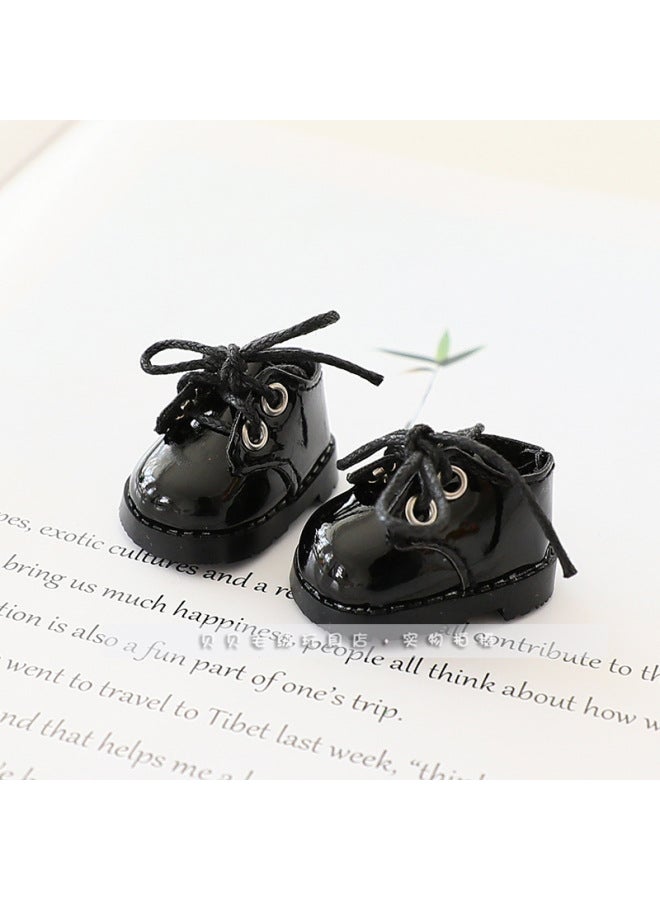 Labubu Doll Clothes 17cm Macaroon Vinyl Doll Labubu Doll Clothes Dress For T-Shirt Jeans-Specifications:Suitable For The First And Second Generation (excluding Baby)-Color:Black Lace Leather Shoes  - Image 1