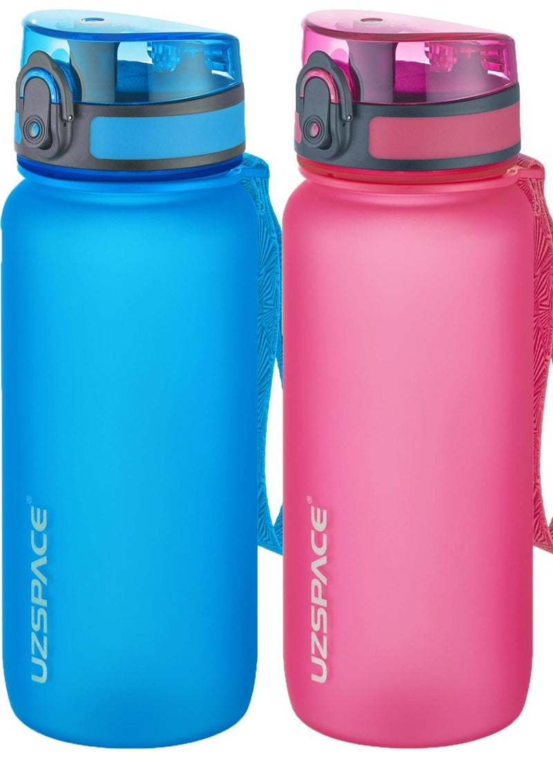 UZSPACE Set of 2 Tritan Water Bottles 650 ml 14 Different Color Options Fiftyfifty  - Image 1