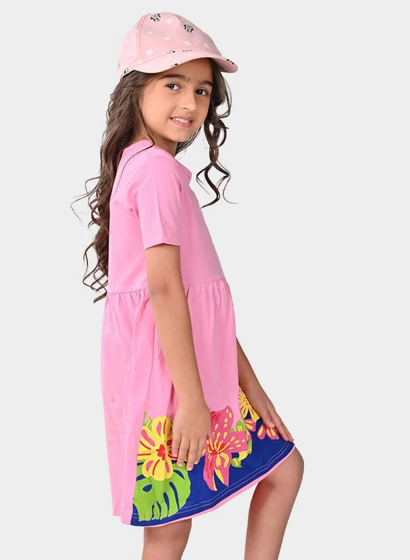 Bonkids Floral Trimmed Dress