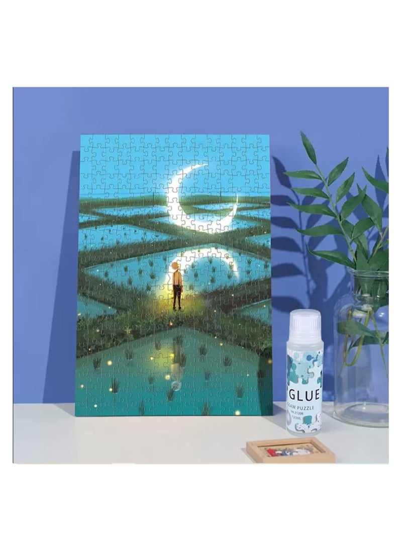 Excefore - Puzzle Glue with Sponge Head, Jigsaw Puzzle Glue for Kids, Puzzle Glue Clear with Applicator, Water-Soluble Special Craft Puzzle Glue, Puzzle Saver for 1000/1500/3000 Pieces of Puzzle, 120ML - Image 1
