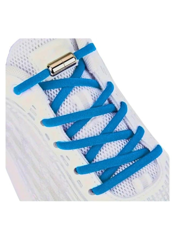 زوج من اربطة الاحذية المرنة بدون ربط مع فك سريع - اربطة حذاء مطاطية قابلة للتمدد مع قفل من الدانتيل للاحذية اليومية للبالغين والاطفال ازرق - Image 1