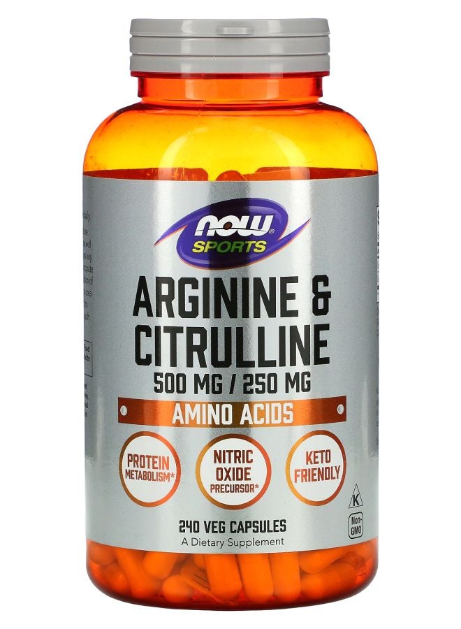 now Sports Arginine & Citrulline 240 Veg Capsules