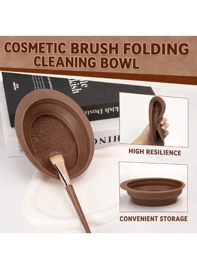 Makeup Brush Set 67PCS, 30 Premium Makeup Brushes with 12 Beauty Sponges and Powder Puffs, Brush Cleaning Pad with Waterproof Multi Compartment Makeup Bag Coffee Color - Image 4