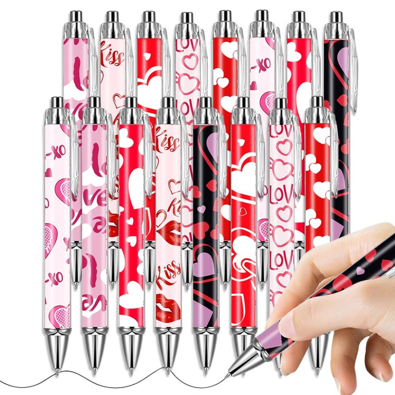 AWEELON 24pcs Valentine's Day Heart Shape Pens Bulk Cute Retractable Decorative Pens 0.5 mm Stationary Supplies for Office School Wedding Party Gifts - Image 1