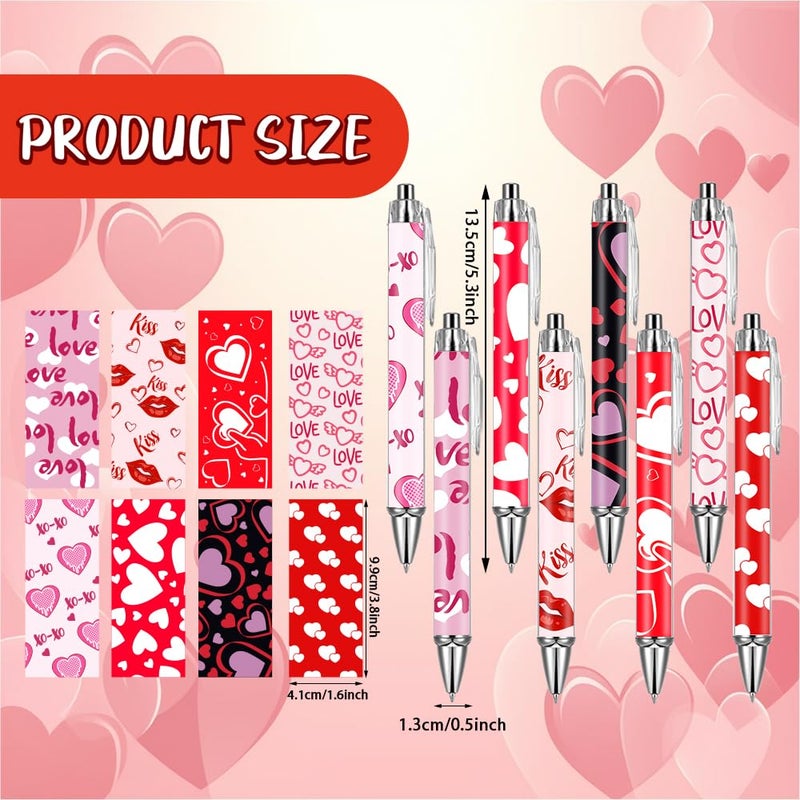 AWEELON 24pcs Valentine's Day Heart Shape Pens Bulk Cute Retractable Decorative Pens 0.5 mm Stationary Supplies for Office School Wedding Party Gifts - Image 2