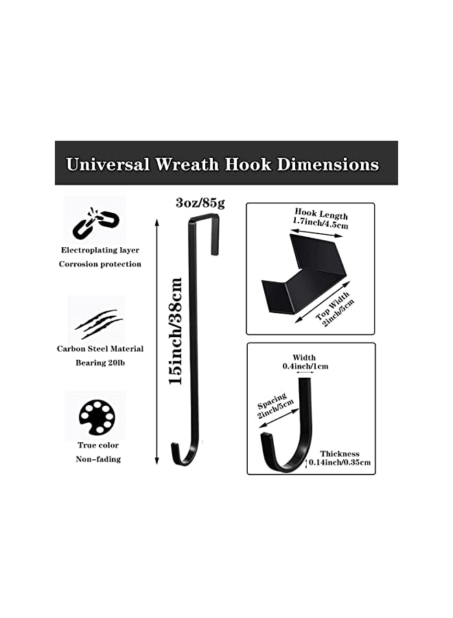 promass Wreath Hanger, 15" Wreath Hangers for Front Door, Indoor or Outdoor Over The Door Wreath Hook Hanger for Easter Spring Halloween Xmas Wreath Decorations, Steel Material, 20lb Load Bearing - Image 3