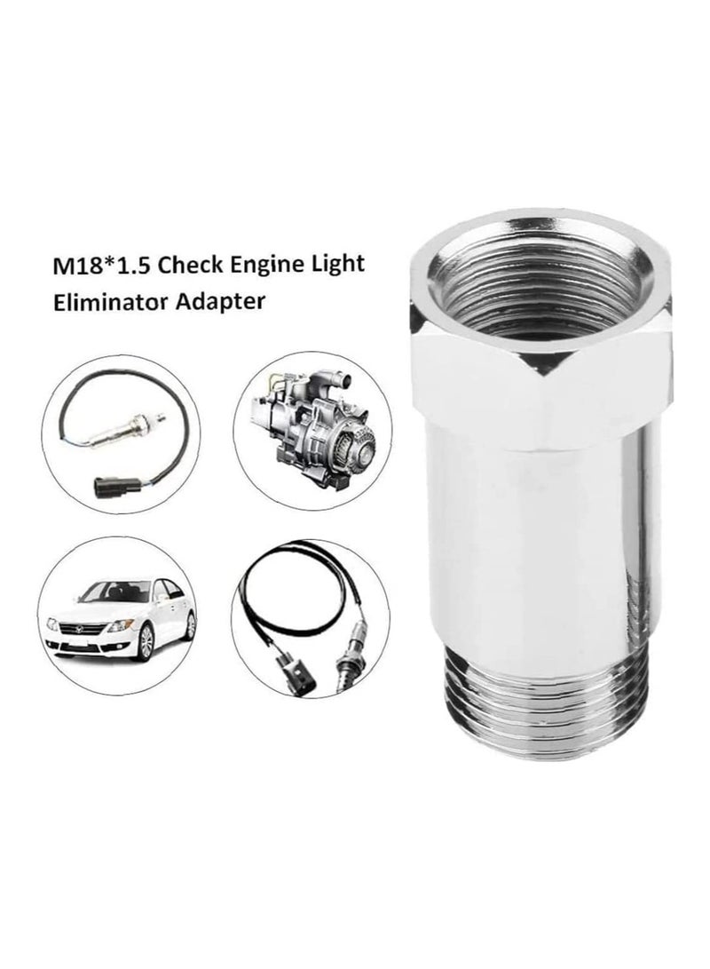 Universal O2 Sensor Spacer 2 Pcs 45mm M18 15 Check Engine Light Fix Adapter for Exhaust Systems Silver - Image 2