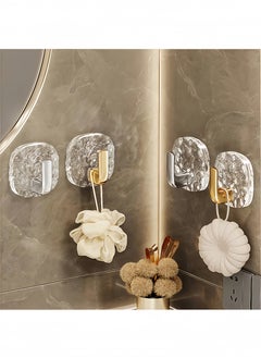 Peachjoy 4PCS Glacier Design Adhesive Hooks - No Drill Wall Mounted Hooks for Bathroom and Kitchen Storage, Spatula Rack and Organizer (Golden Ice Crystal Pattern)  - Image 3