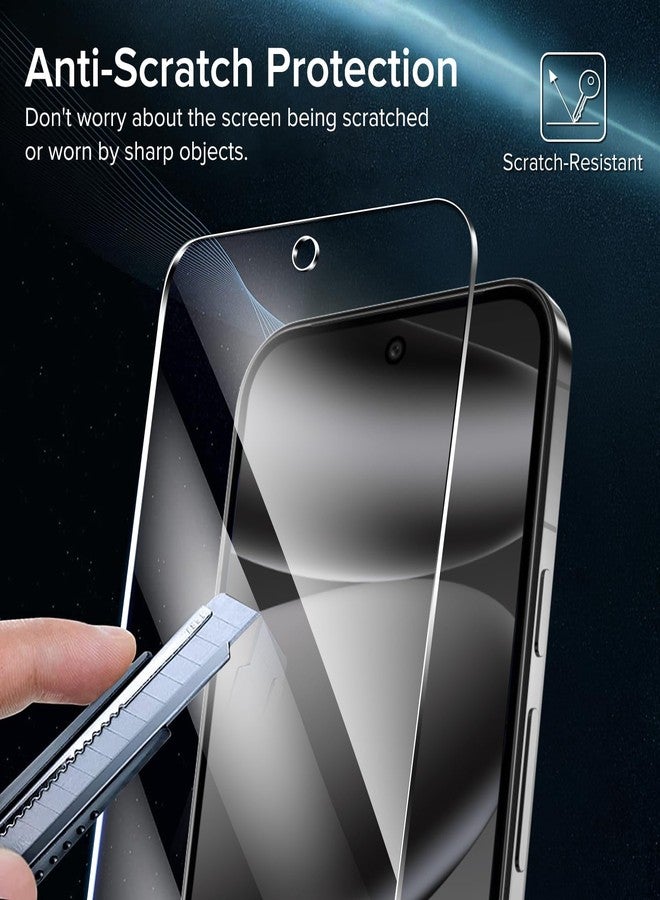 ivoler 3-Pack Screen Protector for Google Pixel 10 / Pixel 10 Pro/Pixel 9/ Pixel 9 Pro, 9H Tempered Glass, Easy Installation Frame, Fingerprint Unlock, Case Friendly, Bubble Free, 6.3-Inch - Image 3