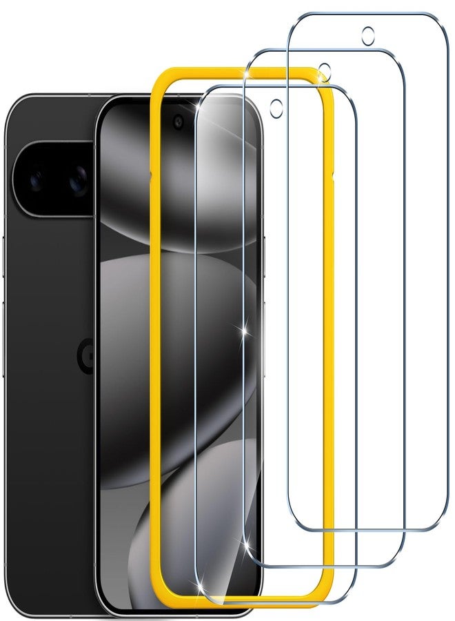 ivoler 3-Pack Screen Protector for Google Pixel 10 / Pixel 10 Pro/Pixel 9/ Pixel 9 Pro, 9H Tempered Glass, Easy Installation Frame, Fingerprint Unlock, Case Friendly, Bubble Free, 6.3-Inch - Image 1