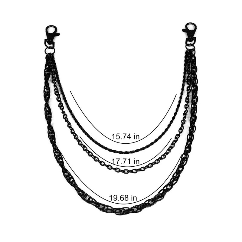 NIIIYTYB Gothic Black Purse Chain Belt for Women Matte Waist Belt Chains and Wallet Strap Accessories 3 Chain for Goth Grunge Pants Western Style Jewelry - Image 2