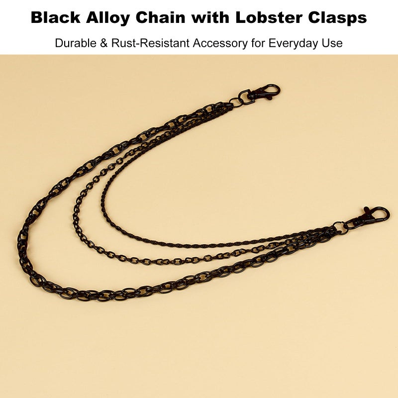 NIIIYTYB Gothic Black Purse Chain Belt for Women Matte Waist Belt Chains and Wallet Strap Accessories 3 Chain for Goth Grunge Pants Western Style Jewelry - Image 3