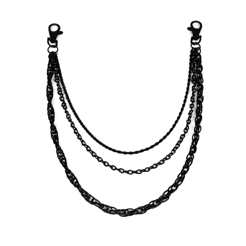 NIIIYTYB Gothic Black Purse Chain Belt for Women Matte Waist Belt Chains and Wallet Strap Accessories 3 Chain for Goth Grunge Pants Western Style Jewelry - Image 1