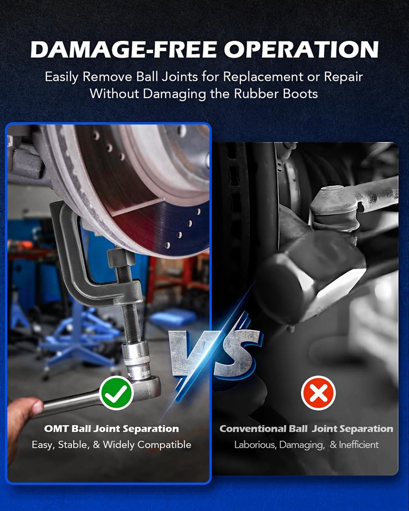 Orion Motor Tech فاصل كرات العجلات من أوريون موتور تك، ساحب كرات العجلات العالمي مع أداة رفع ذراع التحكم السفلي متوافقة مع فورد لينكولن ميركوري، أداة إزالة كرات العجلات السفلي 2-3/8 بوصة للسيارات والشاحنات وSUV - Image 2
