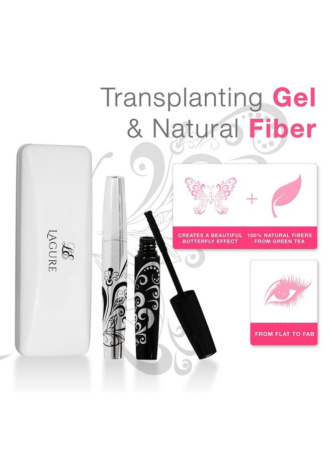 Lagure 400x Silk Fiber Lash Mascara - Best for Thickening & Lengthening Eyelashes - Premium Quality, Last All Day, Waterproof, Smudge proof, Hypoallergenic - Includes Carry Case - Image 2