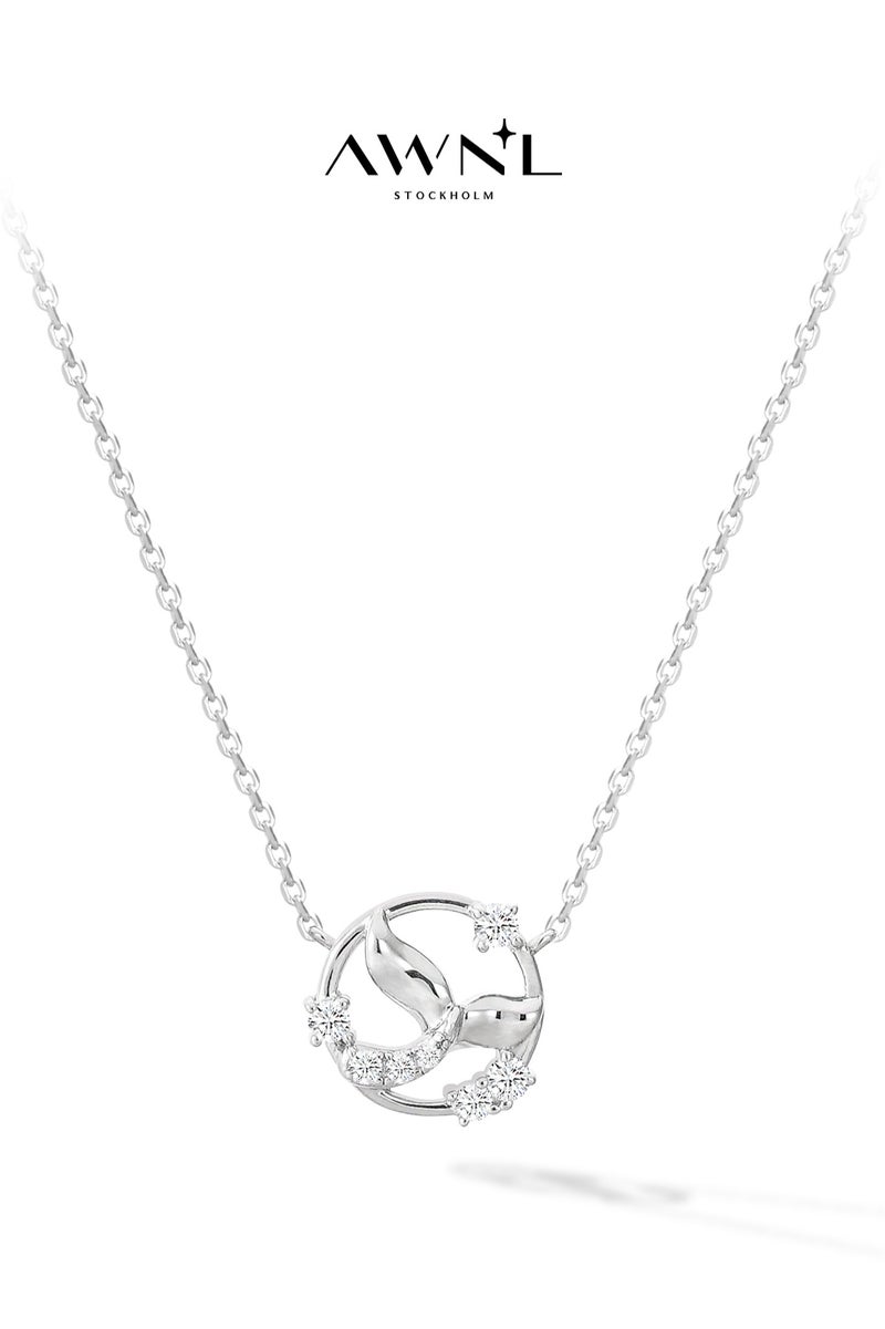 AWNL True-Love Mermaid Necklace for Women – Pendant with White Zirconia Gemstone and Sterling Silver, Middle East Exclusive Collection - Image 1