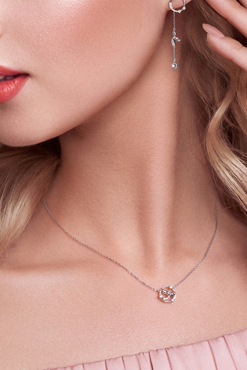 AWNL True-Love Mermaid Necklace for Women – Pendant with White Zirconia Gemstone and Sterling Silver, Middle East Exclusive Collection - Image 2