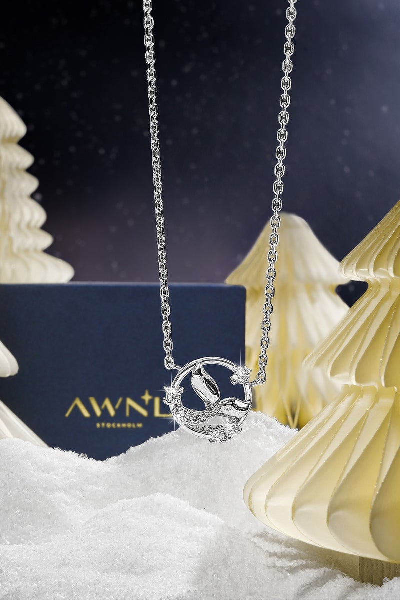 AWNL True-Love Mermaid Necklace for Women – Pendant with White Zirconia Gemstone and Sterling Silver, Middle East Exclusive Collection - Image 3