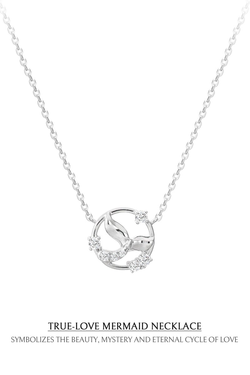 AWNL True-Love Mermaid Necklace for Women – Pendant with White Zirconia Gemstone and Sterling Silver, Middle East Exclusive Collection - Image 4