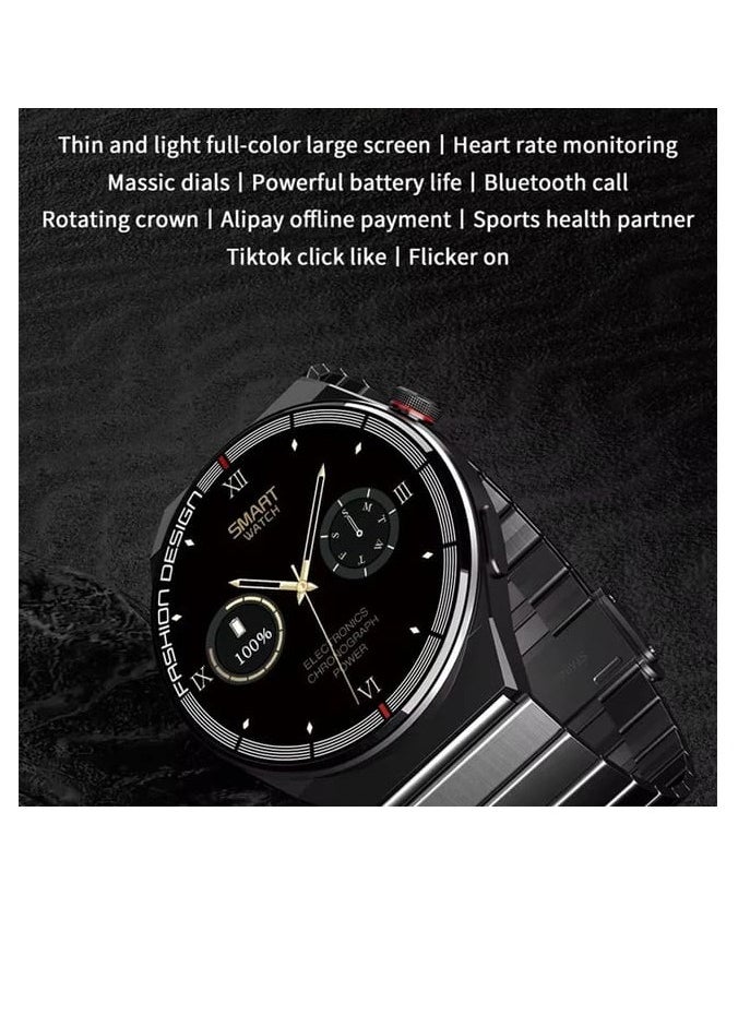 Smart Watch H4 Pro Max Circular Design AMOLED Screen with Wireless Charging and Three Straps Black