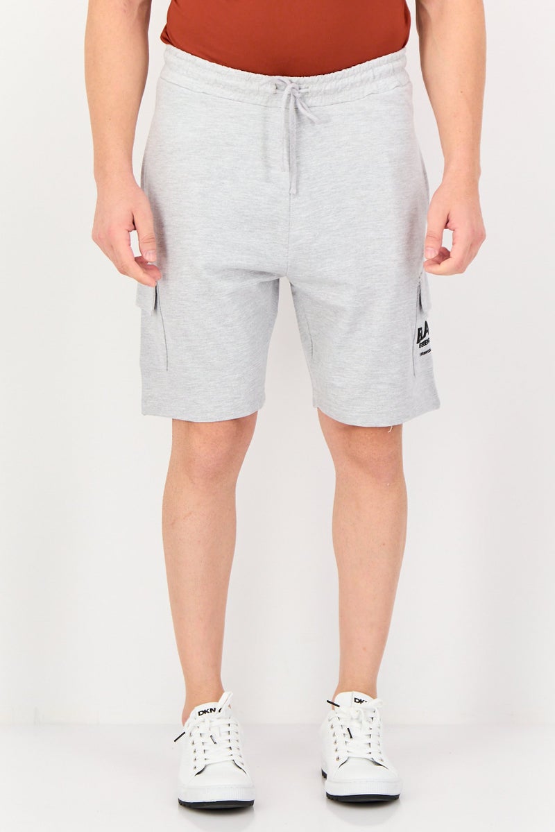 Blank Essentials Men Brand Logo Cargo Shorts, Grey - Image 1