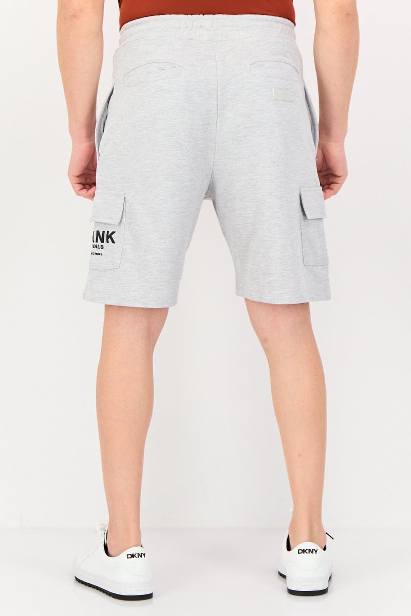 Blank Essentials Men Brand Logo Cargo Shorts, Grey - Image 3