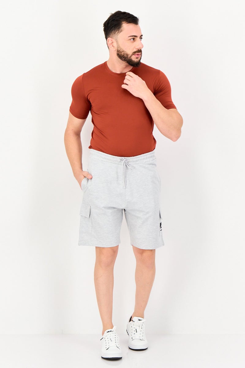 Blank Essentials Men Brand Logo Cargo Shorts, Grey - Image 4