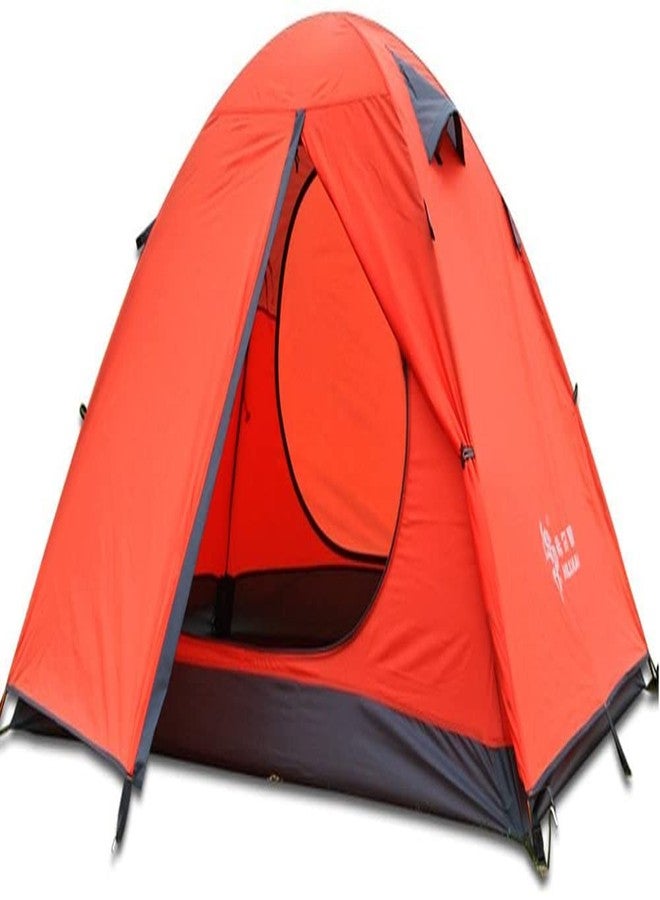 Hillman 2 Person Backpacking Tent 3-4 Season Windproof Camping Tent Awning Family Tent Two Doors Double Layer with Aluminum rods for Outdoor Camping Family Beach Hunting (Orange-2 Person) - Image 1