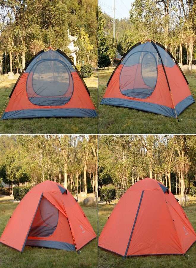Hillman 2 Person Backpacking Tent 3-4 Season Windproof Camping Tent Awning Family Tent Two Doors Double Layer with Aluminum rods for Outdoor Camping Family Beach Hunting (Orange-2 Person) - Image 3