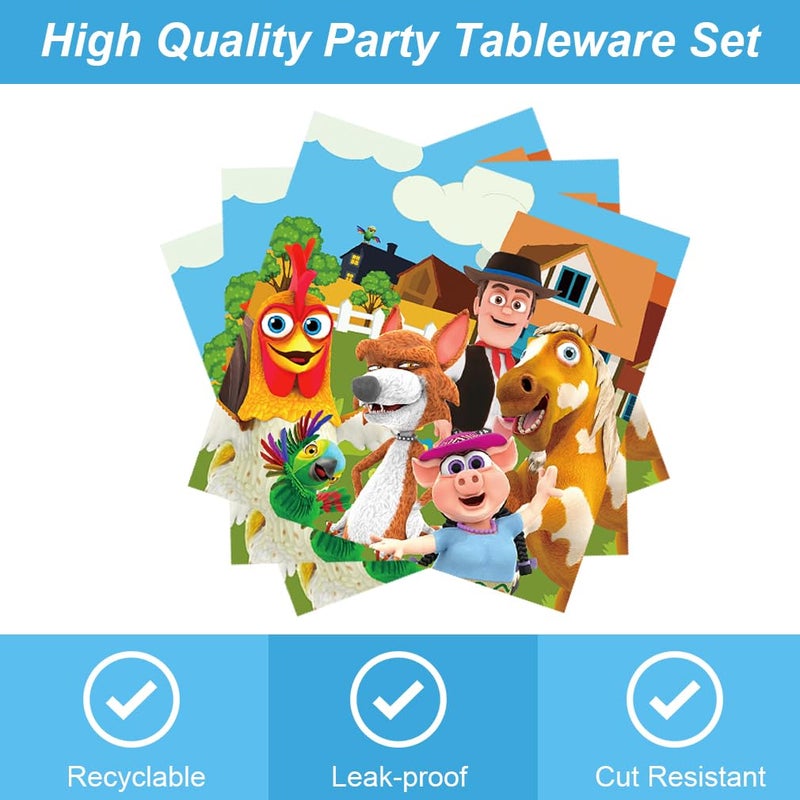 Bahteliv 40Pack Lai Granja De Zenoon Party Supplies include 20 plates, 20 napkins for The De Zenoon birthday party decoration - Image 3