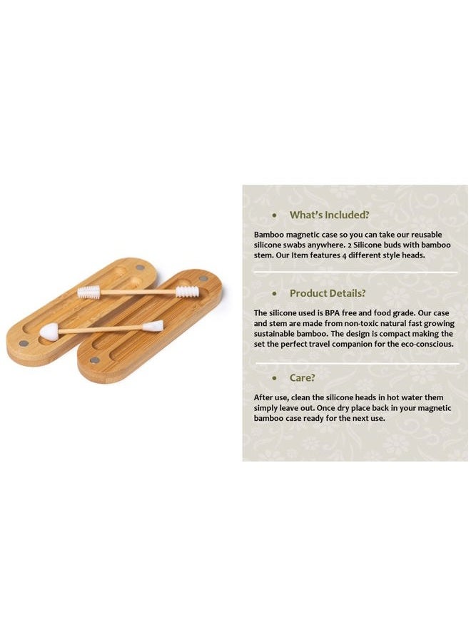Silicone Make Up Swabs | Set of 2 with Bamboo Case | By New Living | Eco Friendly Reusable Silicone QTips | For Make Up - Image 4